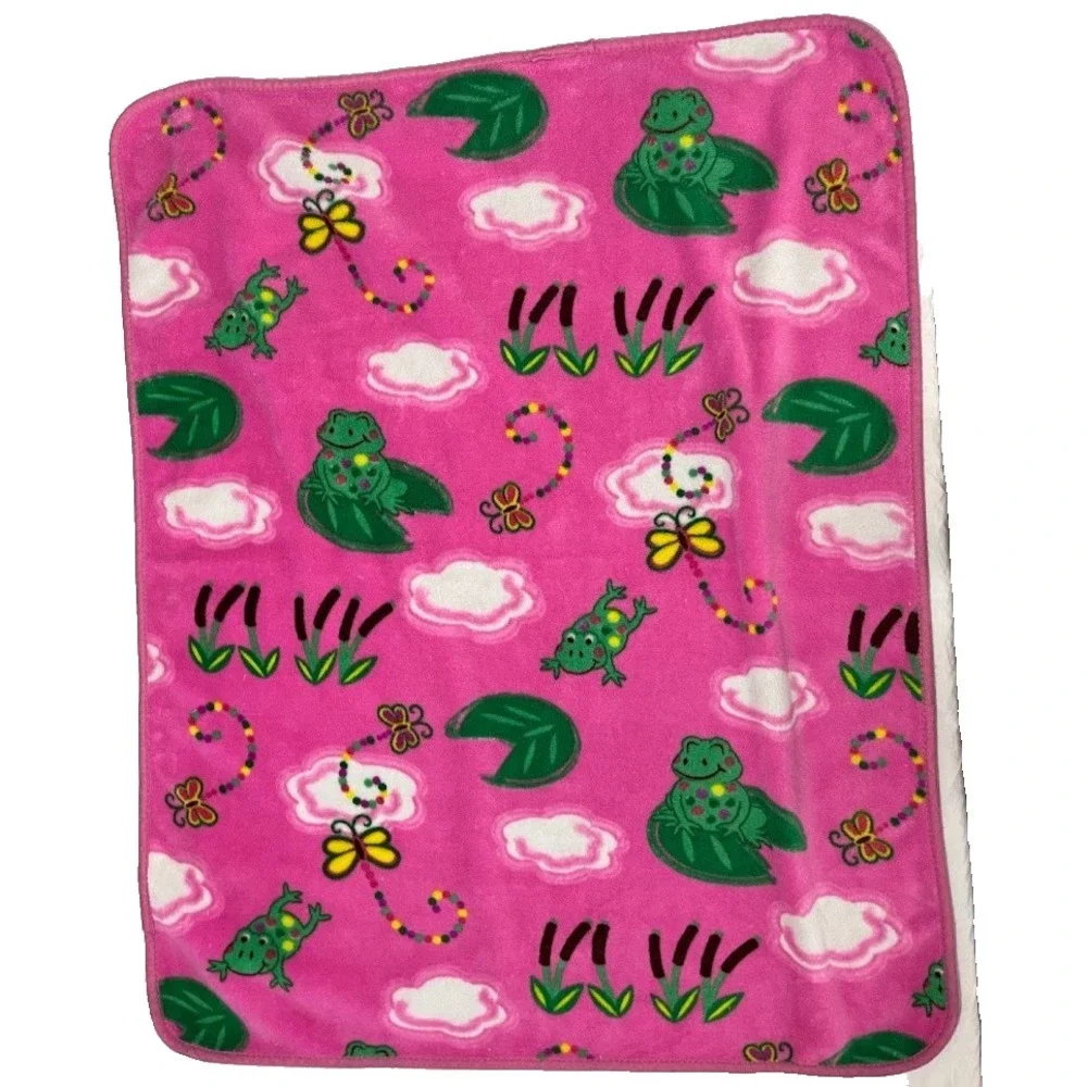 Northpoint Baby Pink Frog Fleece Blanket Butterfly‎ Lilly Pad Dragonfly Lovey